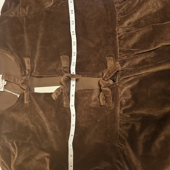 Aeron & Amber Brown Velvet Mini Dress Bow Tie Front Cottagecore Boho S - Picture 3 of 9